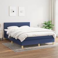 Boxspring met matras stof blauw 140x190 cm