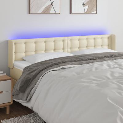 Hoofdbord LED 183x16x78/88 cm kunstleer crèmekleurig