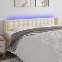 Hoofdbord LED 183x16x78/88 cm kunstleer crèmekleurig
