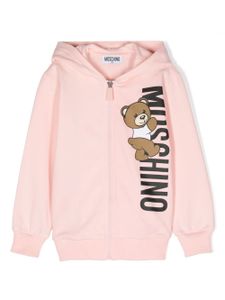 Moschino Kids hoodie zippé à logo imprimé - Rose