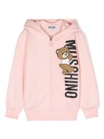 Moschino Kids hoodie zippé à logo imprimé - Rose - thumbnail