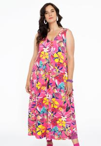 Yoek Mouwloze jurk ALIS | Roze | Maat 38/40