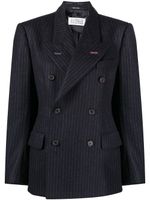 Maison Margiela blazer rayé en laine à boutonnière croisée - Bleu - thumbnail