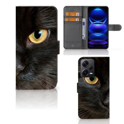 Xiaomi Poco X5 Pro | Note 12 Pro 5G | Telefoonhoesje | Met pasjeshouder | Zwarte Kat