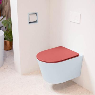 Wandcloset Mondiaz Lavie | Zonder spoelrand | Incl.Toiletzitting-Fire | Keramiek | Clay (licht grijs)