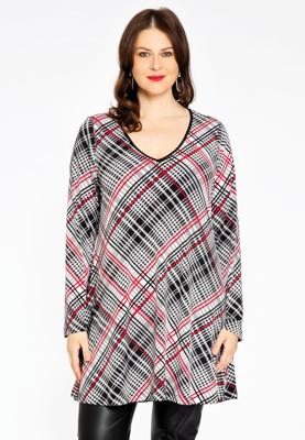 Yoek Tuniek wide bottom CHECK | Zwart | Maat 54/56