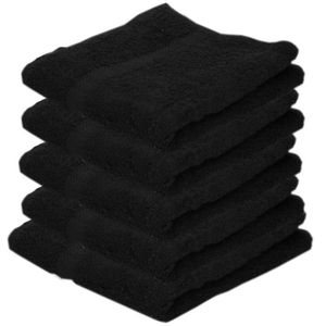 5x Badkamer/douche handdoeken zwart 50 x 90 cm - Badhanddoek