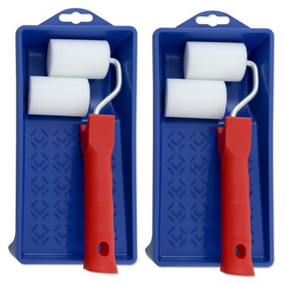 5x stuks lakroller schildersets 5 cm extra fijn met verfbak en beugel