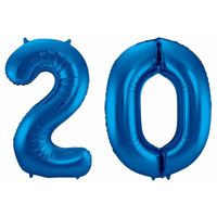 Cijfer ballon 20 jaar blauw