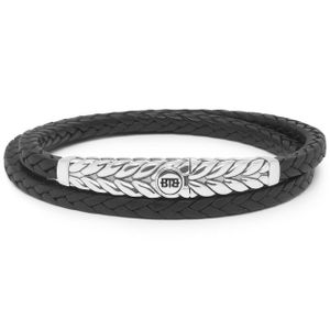 Buddha to Buddha 131 Armband Barbara Double zilver-leder zilverkleurig-zwart