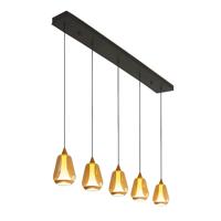 Highlight Hanglamp Tromba 5 lichts L 108 cm amber zwart
