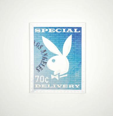 Playboy Wall Art - Limited Edition Postzegel Blauw
