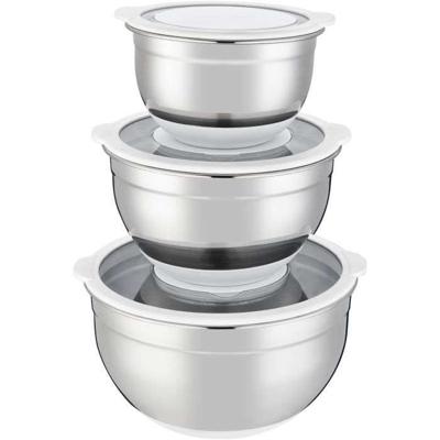 Saladekomset - ARTHUR MARTIN - AM486 - 16-20-24 cm - Luchtdichte deksels - Roestvrij staal - Antislip siliconen bodem