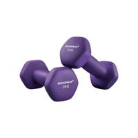 Hexagon dumbbells voor thuis met neopreen coating, Paars / 2 x 1 kg