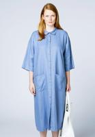 Yoek Blouse met splitten linnen | Indigo | Maat 42/44 Yoek Blouse met splitten linnen | Indigo | Maat 42/44