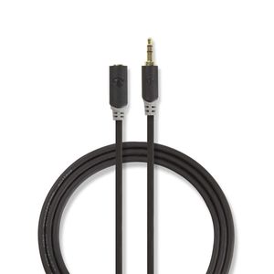 Stereo audiokabel | 3,5 mm male - 3,5 mm female | 5,0 m | Antraciet