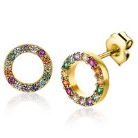 Zinzi ZIO2170 Oorbellen Regenboog zilver-kleurstenen goud- en meerkleurig 8 mm