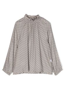 Il Gufo blouse imprimé à col volanté - Gris