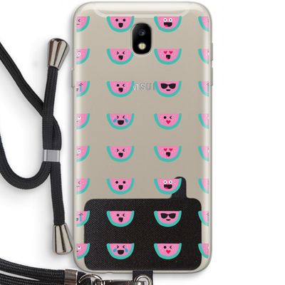 Smiley watermeloenprint: Samsung Galaxy J7 (2017) Transparant Hoesje met koord