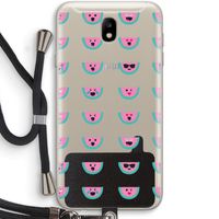 Smiley watermeloenprint: Samsung Galaxy J7 (2017) Transparant Hoesje met koord