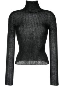 Saint Laurent pull en maille nervurée à col montant - Noir