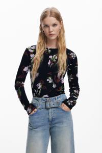 Bloemen T-shirt - BLACK - M