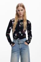 Bloemen T-shirt - BLACK - M - thumbnail