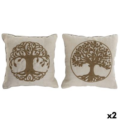 Kussen Home ESPRIT Wit Natuurlijk Boomstructuur Romantiek 45 x 15 x 45 cm (2 Stuks)