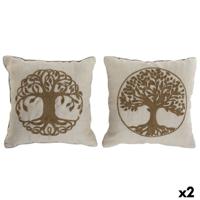 Kussen Home ESPRIT Wit Natuurlijk Boomstructuur Romantiek 45 x 15 x 45 cm (2 Stuks)
