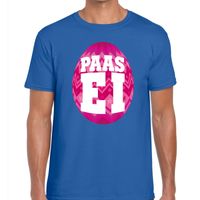 Pasen shirt blauw met roze paasei voor heren 2XL  -