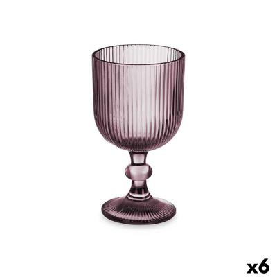 Wijnglas Vivalto OCT-DK80005SC OCT-DK80005SC Roze Glas 260 ml Strepen (6 Stuks)
