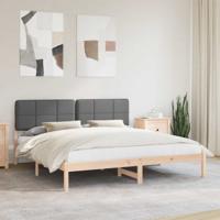 Bedframe met Gevoerd Hoofdgedeelte Donkergrijs 180 x 200 cm