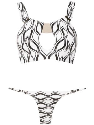 Amir Slama bikini à imprimé vagues - Blanc