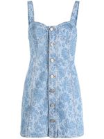 Alessandra Rich robe courte en jean à fleurs - Bleu - thumbnail