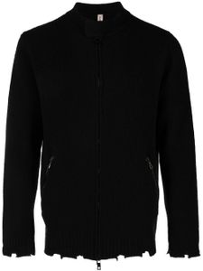 Giorgio Brato raw-cut edge zip-up cardigan - Noir