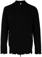 Giorgio Brato raw-cut edge zip-up cardigan - Noir - thumbnail