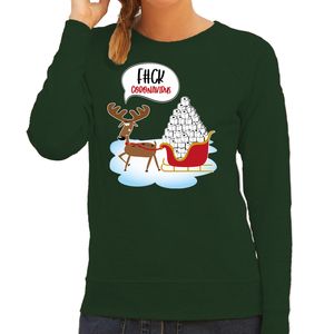 F#ck coronavirus foute Kerstsweater / outfit groen voor dames