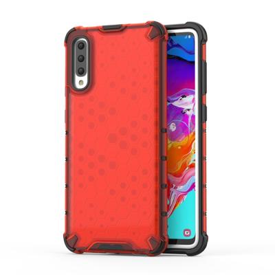 Schokbestendig honingraat PC + TPU Case voor Galaxy A70 (rood)