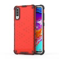 Schokbestendig honingraat PC + TPU Case voor Galaxy A70 (rood)