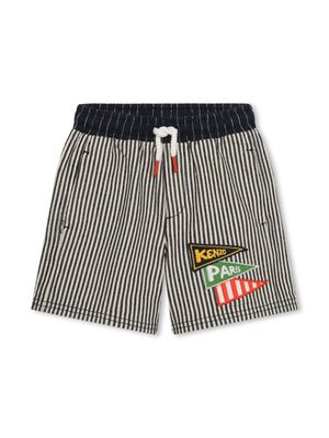Kenzo Kids short en coton à logo appliqué - Bleu
