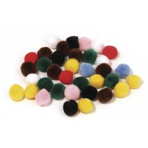 Rayher hobby knutsel pompons - 25 mm - kleurenmix - 35x stuks - zelf dieren figuren maken