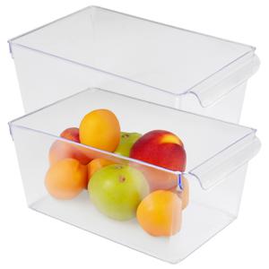 Koelkast/keuken organizer bak - 2x - transparant - kunststof - L32 x B20 x H14 cm - groente lade