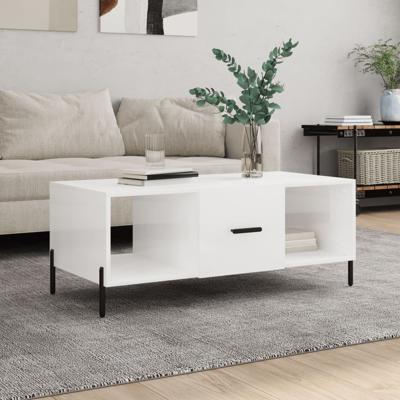 Salontafel 102x50x40 cm bewerkt hout hoogglans wit