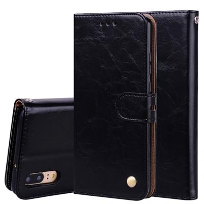 Voor Huawei P20 Business Style olie Wax textuur horizontale Flip lederen draagtas met houder & kaartsleuven & portemonnee (zwart)