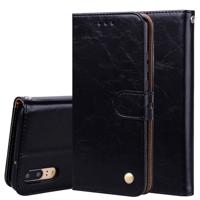 Voor Huawei P20 Business Style olie Wax textuur horizontale Flip lederen draagtas met houder & kaartsleuven & portemonnee (zwart)