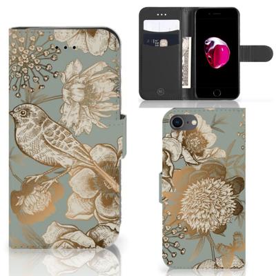 Hoesje voor iPhone 7 | 8 | SE (2020) | SE (2022) Vintage Bird Flowers | Portemonnee hoesje Hoesje voor iPhone 7 | 8 | SE (2020) | SE (2022) Vintage Bird Flowers | Portemonnee hoesje