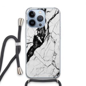 Witte marmer 2: iPhone 13 Pro Transparant Hoesje met koord
