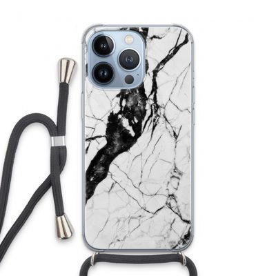 Witte marmer 2: iPhone 13 Pro Transparant Hoesje met koord