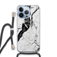 Witte marmer 2: iPhone 13 Pro Transparant Hoesje met koord