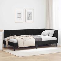 Hoekbedframe Zwart 80 x 200 cm Fluweel en Engineered hout